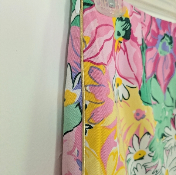 Vintage Floral Print Pencil Skirt Made In USA Cotton Beaded Detail - Picture 4 of 5